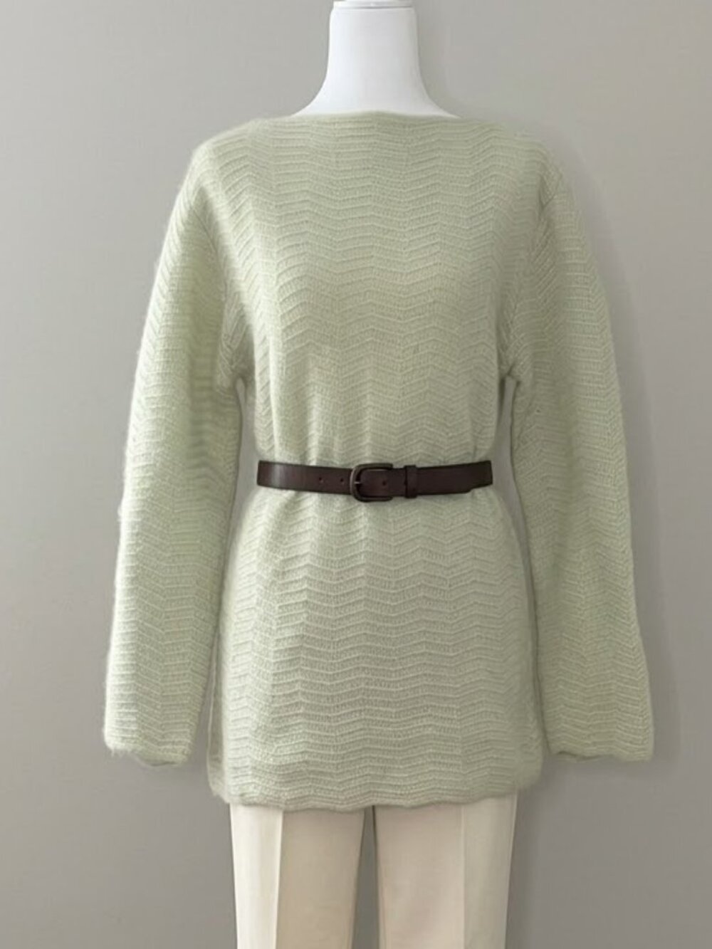 Vintage Jessica by Christopher Lai Mint Green Chevron Knit Sweater M